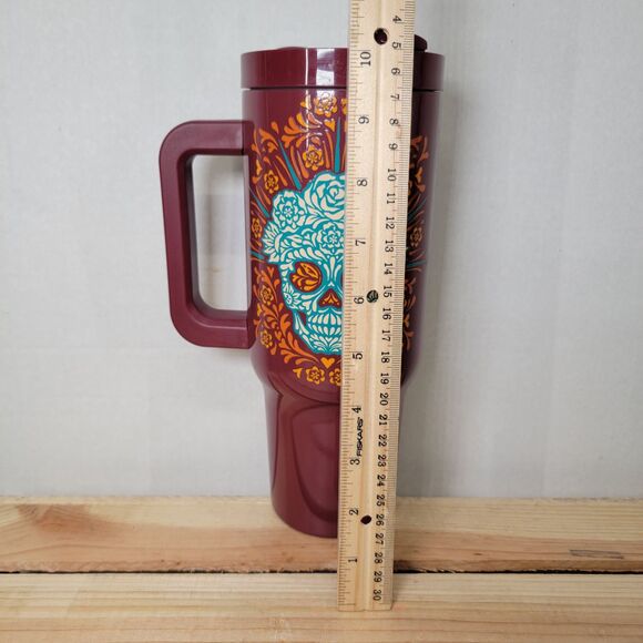 Day of the Dead (Dia De Los Muertos) Sugar Skull Tumbler 40 oz. w/ Lid & Straw - Picture 9 of 9